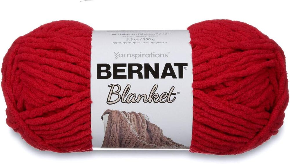 Bernat Blanket Super Bulky Yarn Cranberry Red 5.3 oz Gauge 6 Soft Chenille